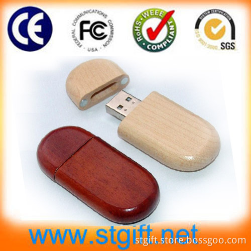 Natural Color Wooden USB Flash Drive Bamboo Logo Printing
